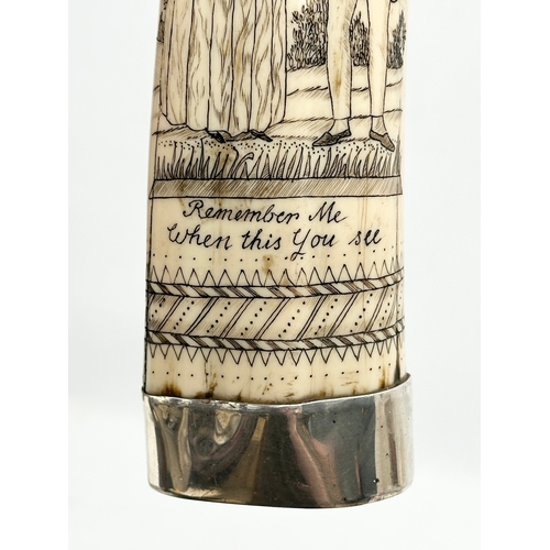 442 - A large reproduction resin scrimshaw. Captain James Morgan. Taken in the Arctic Ocean. Remember Me W... 