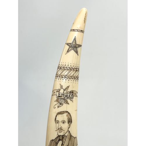 442 - A large reproduction resin scrimshaw. Captain James Morgan. Taken in the Arctic Ocean. Remember Me W... 