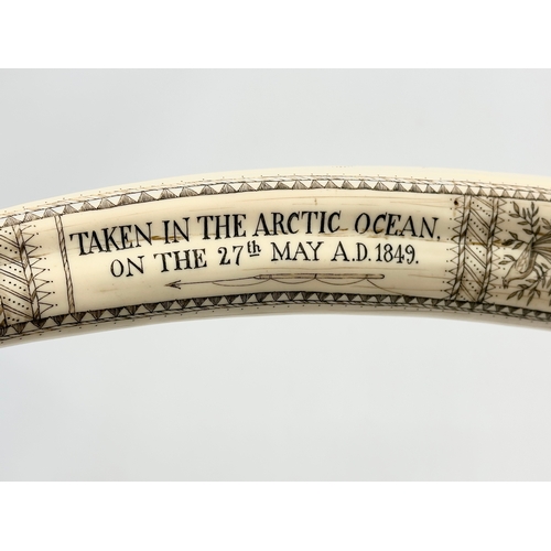 442 - A large reproduction resin scrimshaw. Captain James Morgan. Taken in the Arctic Ocean. Remember Me W... 