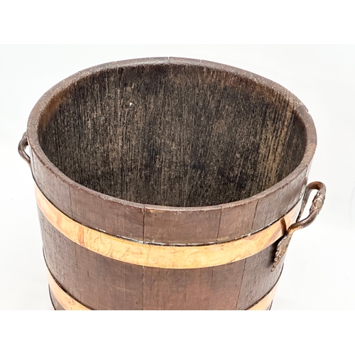 278 - A Late 19th Century oak copper bound coal bucket. 35x32x28cm