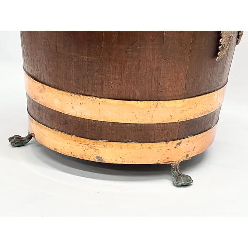 278 - A Late 19th Century oak copper bound coal bucket. 35x32x28cm