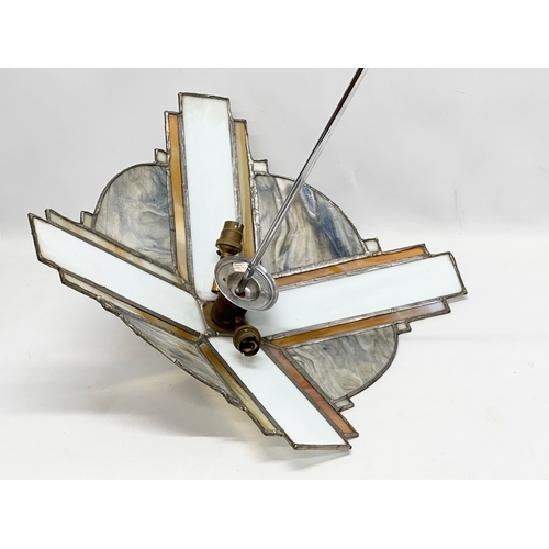 292 - A vintage stained glass ceiling light. 55x60cm