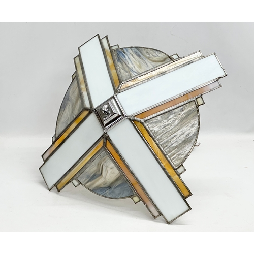 292 - A vintage stained glass ceiling light. 55x60cm