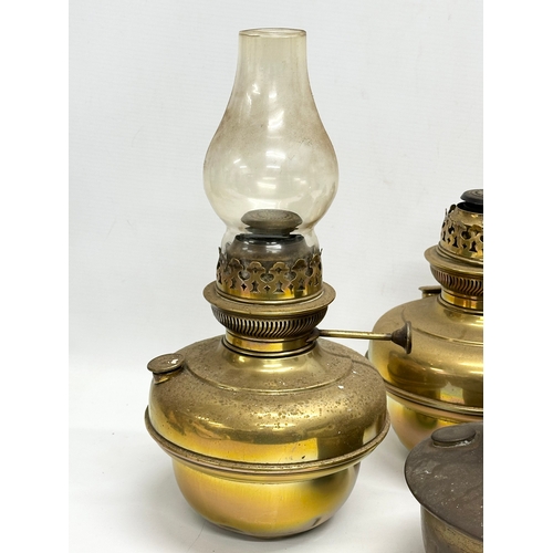 293 - 5 Late Victorian brass oil lamp bowls.