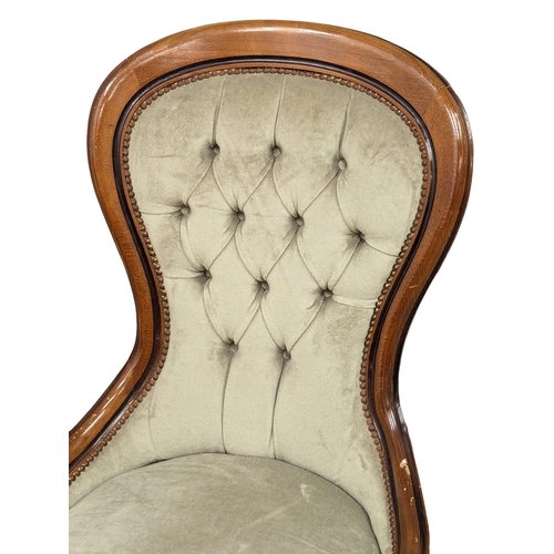 1034 - A Victorian style deep button back bedroom chair