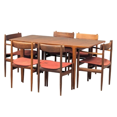 807 - A Mid Century teak extending dining table and 6 chairs by Wrighton. Circa 1950s/1960s. Extended 198.... 