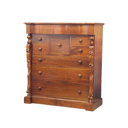 843 - A large Victorian mahogany Scotch chest of drawers. 125x52x136cm