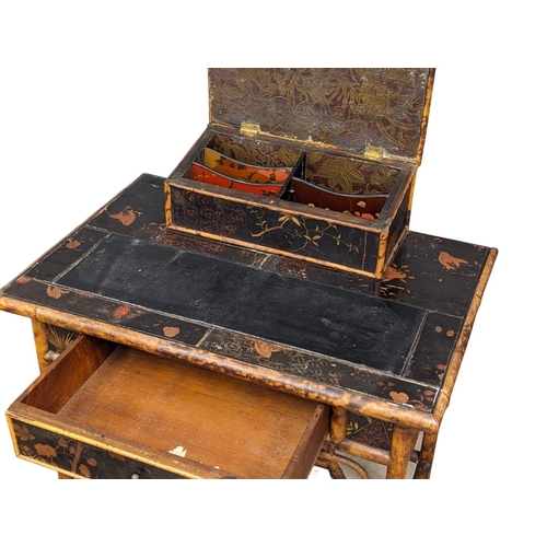 847 - A Victorian bamboo writing desk. 78x53x94cm