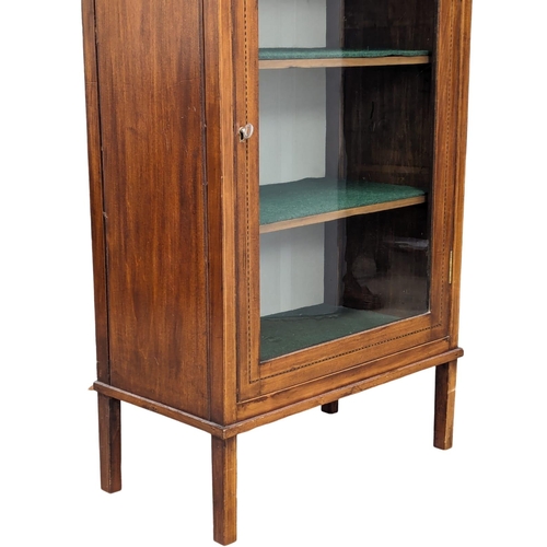 888 - An Edwardian inlaid mahogany music cabinet / display cabinet. 56x30x99cm