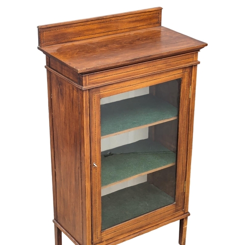 888 - An Edwardian inlaid mahogany music cabinet / display cabinet. 56x30x99cm