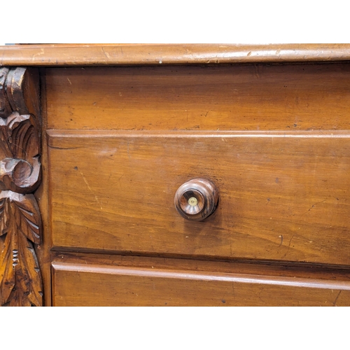 915 - A Late Victorian birch 2 piece bookcase with carved corbel decoration. Circa 1870s/1880s. 123x54x204... 