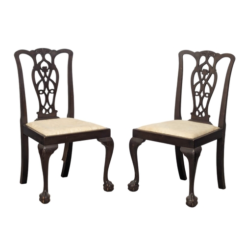 984 - A set of 5 Early 20th Century mahogany Chippendale Revival dining chairs on Ball & Claw feet