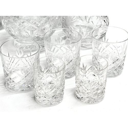 581 - A collection of crystal. 5 Tyrone wine glasses, Tyrone whiskey glasses and others. 4 large bowls.