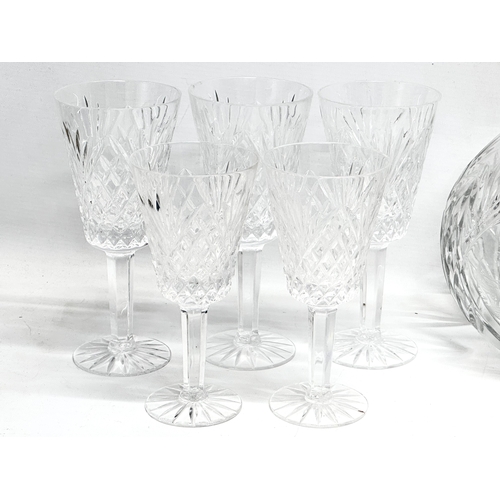 581 - A collection of crystal. 5 Tyrone wine glasses, Tyrone whiskey glasses and others. 4 large bowls.