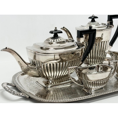 594 - A 5 piece Georgian style silver plated tea service.