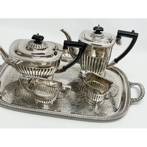 594 - A 5 piece Georgian style silver plated tea service.