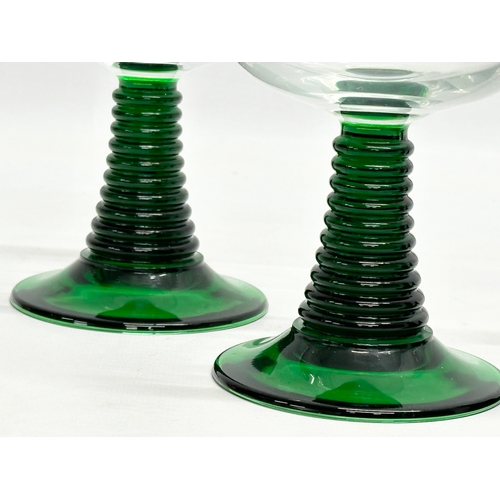 600 - A set of 4 French wine glasses with Bristol Green beehive stems and Royal Artillery emblems. By Lumi... 