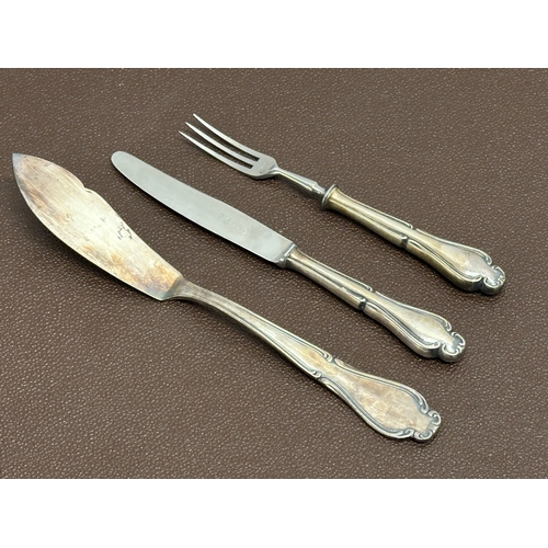 573 - A large set of silver plated cutlery in chest by Berger. 44x32x15cm