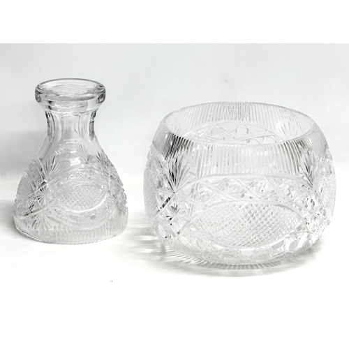 398 - A large 2 piece Irish crystal centre piece by Cavan Crystal. 30x43.5cm