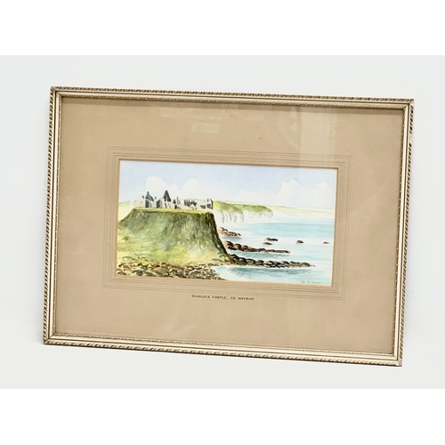 382 - A watercolour drawing by Tom W. Irwin. Dunluce Castle, County Antrim. 27.5x14.5cm. Frame 45x32cm