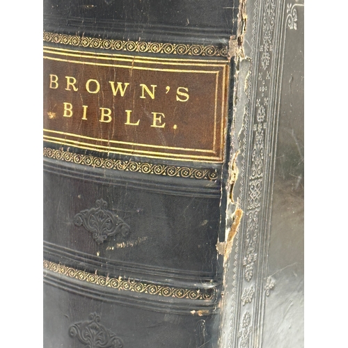 384 - A Late 19th Century Brown’s Bible. With numerous notes by the Rev Henry Cooke.