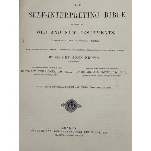 384 - A Late 19th Century Brown’s Bible. With numerous notes by the Rev Henry Cooke.