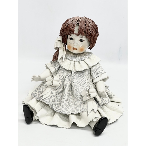 225 - 3 Italian ceramic dolls by Zampiva. Signed. Including a large limited edition of 23/2000. 28x29cm