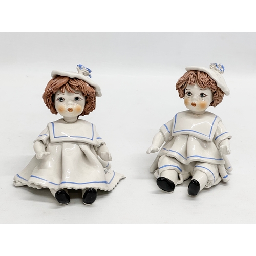 225 - 3 Italian ceramic dolls by Zampiva. Signed. Including a large limited edition of 23/2000. 28x29cm