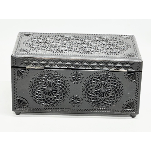 299 - A Late 19th Century ebonised jewellery box. 22x13x11cm