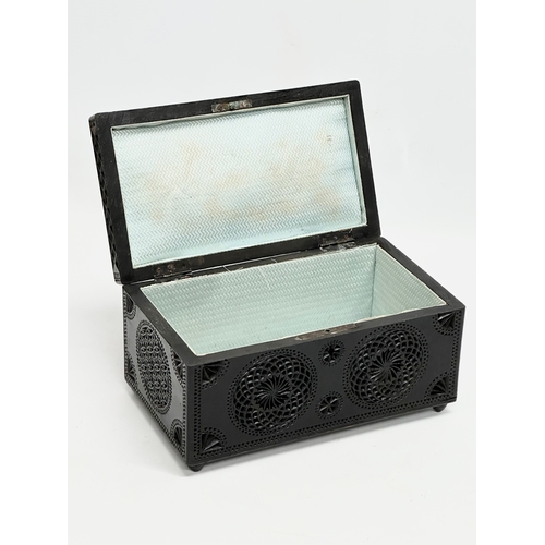 299 - A Late 19th Century ebonised jewellery box. 22x13x11cm