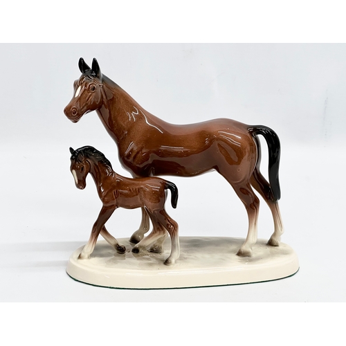 619 - 4 pottery horses. John Beswick, Katzhütte and Hertwig. Largest 20x18cm