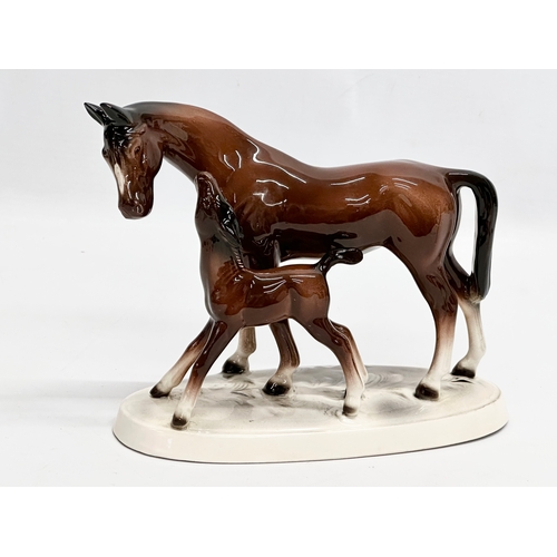 619 - 4 pottery horses. John Beswick, Katzhütte and Hertwig. Largest 20x18cm