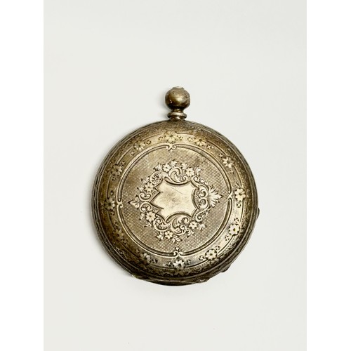 463 - A Victorian silver pocket watch, inscribed 1879.