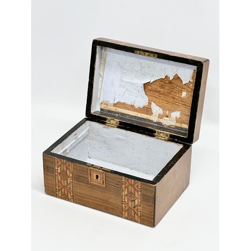 392 - A Victorian inlaid walnut tunbridge ware jewellery box. 25x17x13.5cm