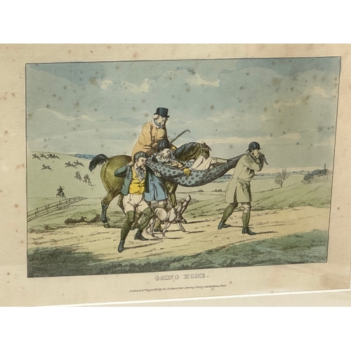 60A - A set of 6 Henry Aiken coloured hunting engravings. Henry Aiken (1785-1851) Going at A Chalk Pit, Gr... 