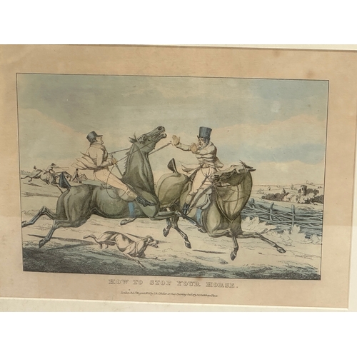 60A - A set of 6 Henry Aiken coloured hunting engravings. Henry Aiken (1785-1851) Going at A Chalk Pit, Gr... 