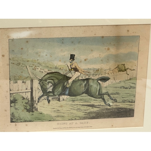 60A - A set of 6 Henry Aiken coloured hunting engravings. Henry Aiken (1785-1851) Going at A Chalk Pit, Gr... 