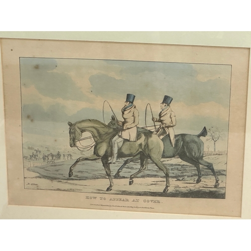 60A - A set of 6 Henry Aiken coloured hunting engravings. Henry Aiken (1785-1851) Going at A Chalk Pit, Gr... 