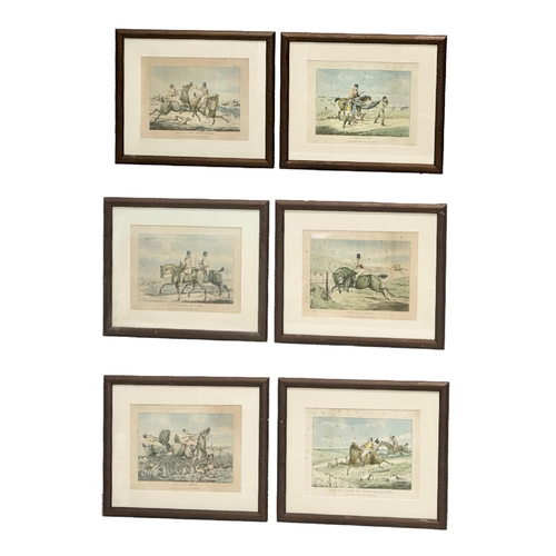 60A - A set of 6 Henry Aiken coloured hunting engravings. Henry Aiken (1785-1851) Going at A Chalk Pit, Gr... 