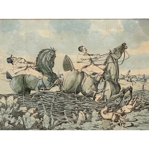 60A - A set of 6 Henry Aiken coloured hunting engravings. Henry Aiken (1785-1851) Going at A Chalk Pit, Gr... 