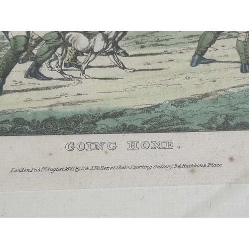 60A - A set of 6 Henry Aiken coloured hunting engravings. Henry Aiken (1785-1851) Going at A Chalk Pit, Gr... 