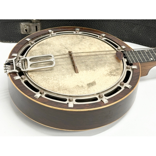 637 - A good quality vintage inlaid rosewood mandolin with case.