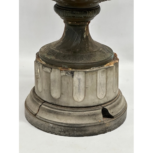 60B - A large signed ‘Bonheur’ excellent quality Mid 19th Century bronze urn. On slate base. Isidore Jules... 