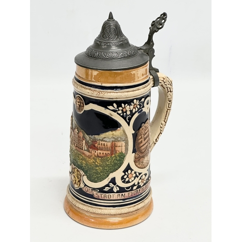 643 - A collection of large Late 19th and Early 20th Century German beer steins. A large Westerwald salt g... 