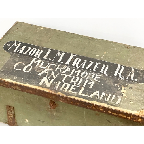 311A - Major L.M. Frazer R.A military trunk. Early 20th Century. With original paintwork. 67x39x27cm