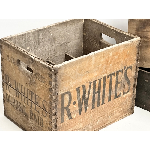 677 - 3 vintage wooden crates. An R.White’s beer crate 41x30x32cm. A Lever Brothers Limited Soapmakers cra... 