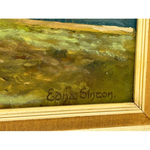 715 - A large oil painting by Edna Sinton. 71x39.5cm. Frame 80x49cm