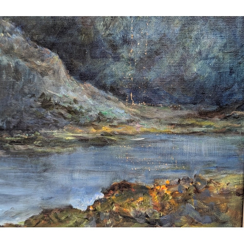 755 - A large 1963 oil painting, The Cuillins, Skye. Signature on back. 49.5x39.5cm. Frame 69x59.5cm