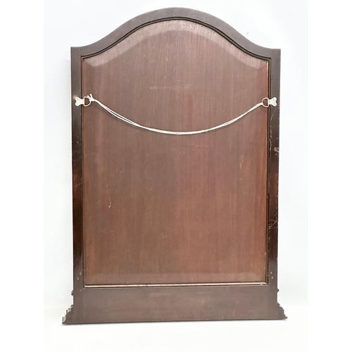 360L - A vintage inlaid mahogany framed bevelled mirror. 60x81.5cm