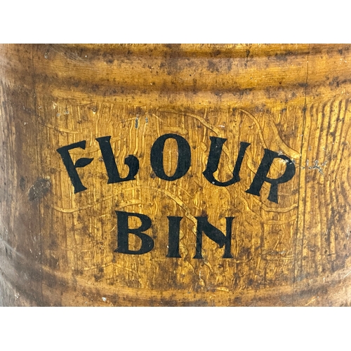 726 - A large Late 19th Century flour bin with scumble work finish simulating wood. 44x45x50cm